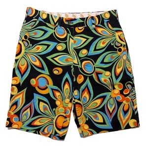 LOUDMOUTH Golf Men's Shorts Black Floral Funky Psychedelic ~ Fits 34